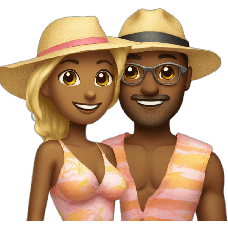 beach vacation couple emoji