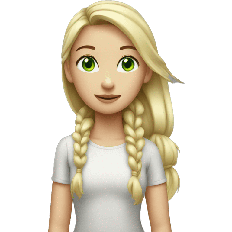 Girl with green eyes and light hair with ponytail  emoji