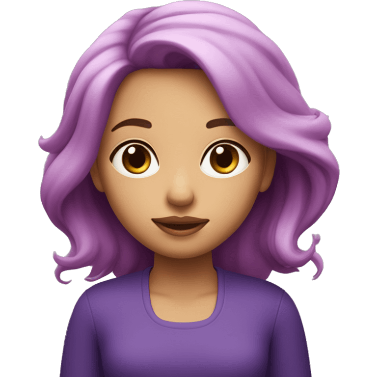 Fille avec des cheveux violet et des mèche rose emoji