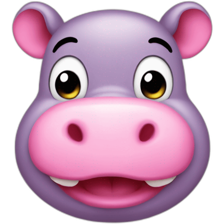 cute pink hippo showing his tongue outside emoji