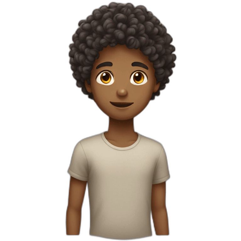 Boy with curly mesi hair  emoji