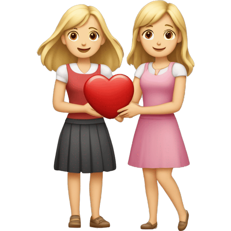 Dos chicas adultas una rubia y otra castaña haciendo un corazón con las manos  emoji