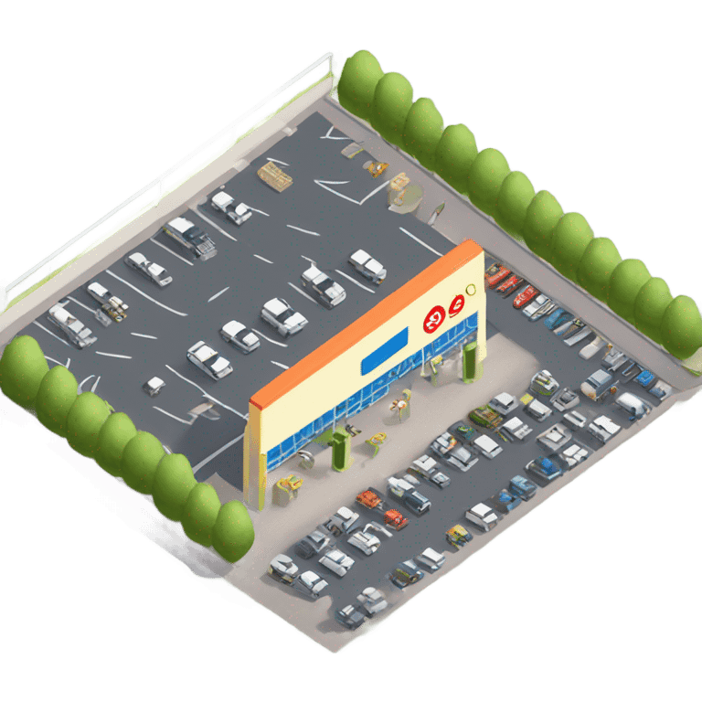 supermarket carpark isometric emoji