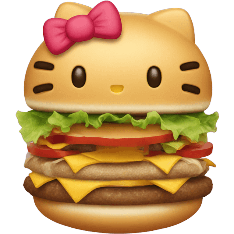 Hello kitty as a hamburger emoji