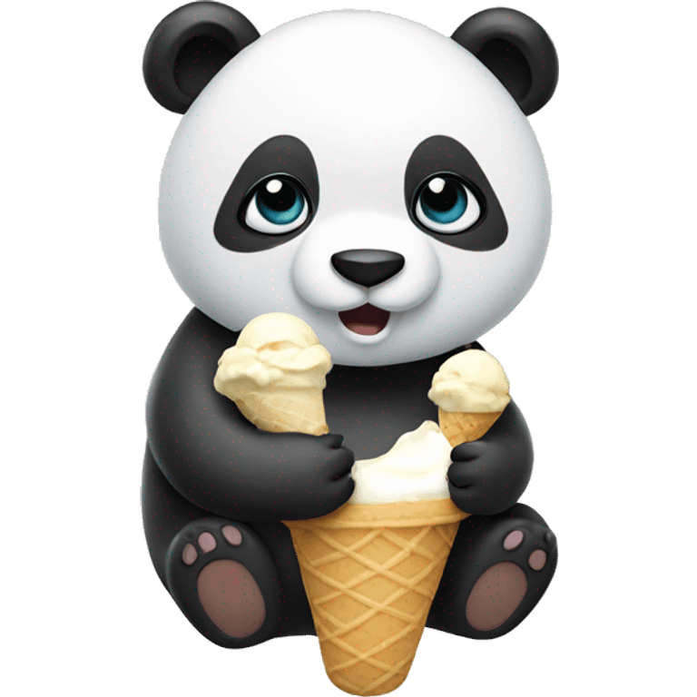 Panda eating ice cream emoji