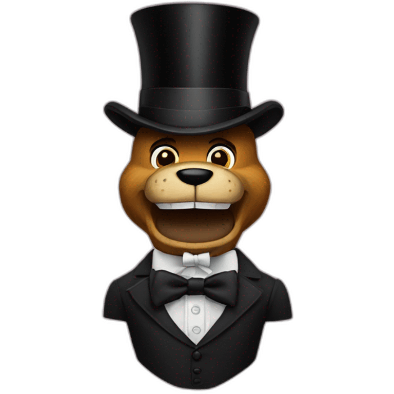 Freddy Fazbear black top hat and black bow tie, no clothing besides bow tie emoji