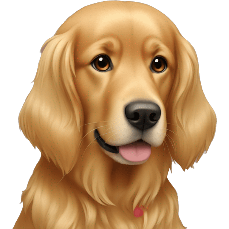 Red golden retriever and girl with blonde hair and brown eyes emoji