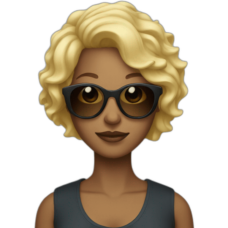 colored woman with blonde short hair and sun glasses emoji