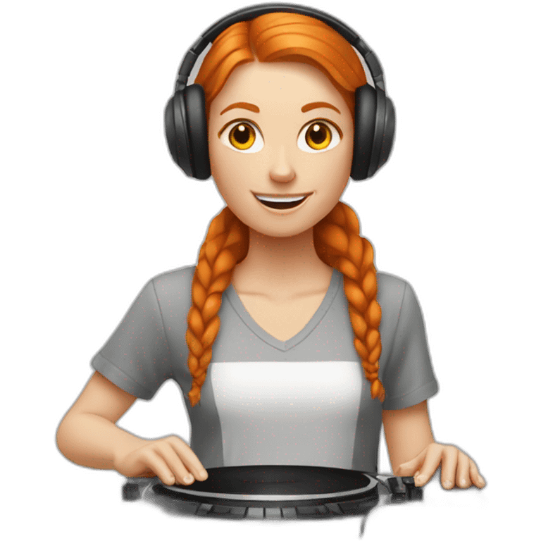 ginger woman mixing platines DJ emoji