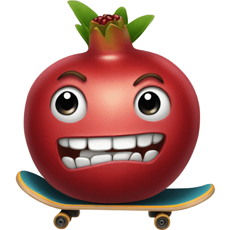 Pomegranate on skateboard emoji