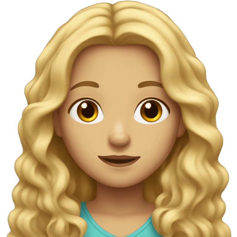 blonde and wavy, brown eyes girl emoji