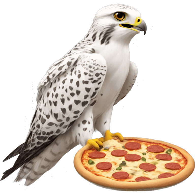 Gyrfalcon eating pizza emoji