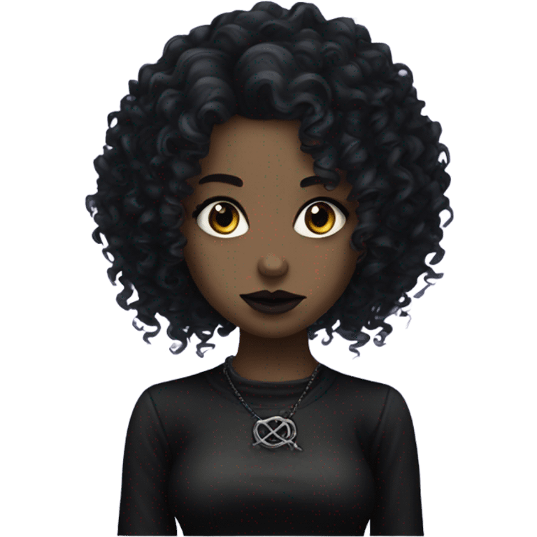 Goth girl curly hair emoji