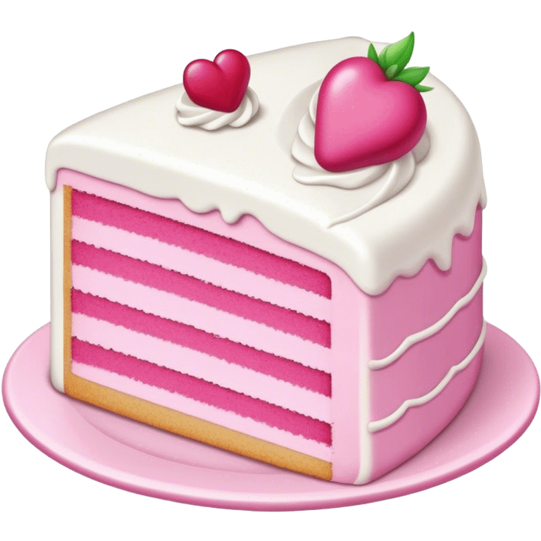 pink cake slice with frosting cute emoji