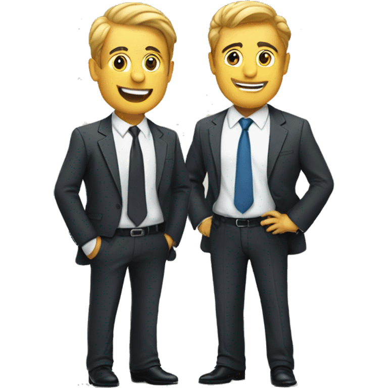 two business men talking with each other  in suits emoji