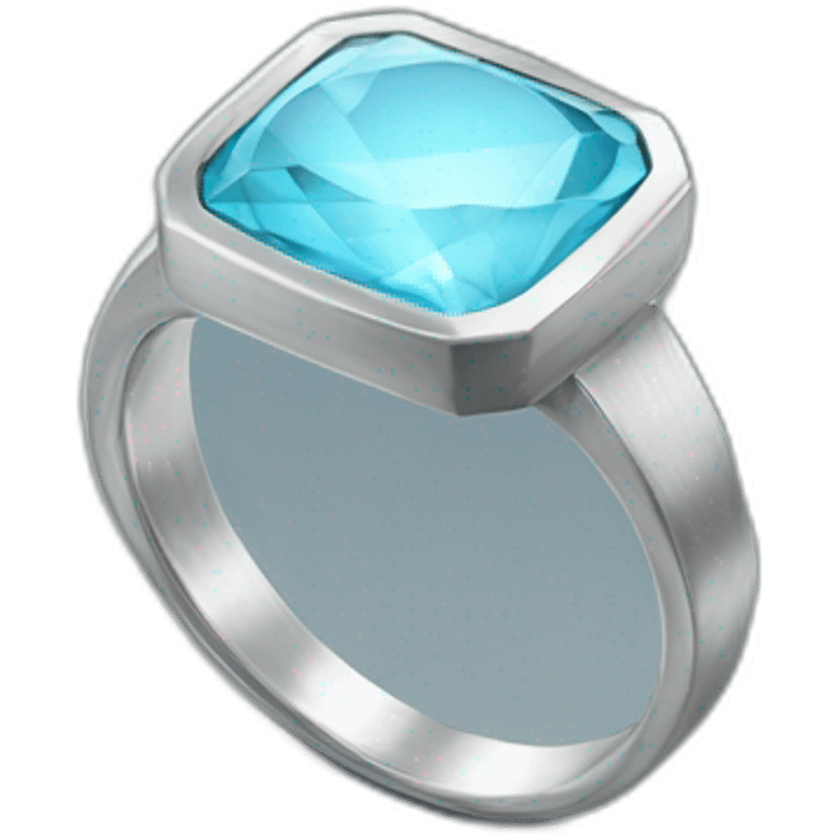 Silver ring with flat squared light blue stone emoji