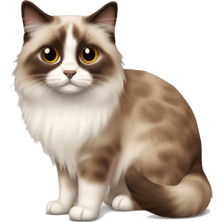 Ragdoll cat with chocolate point face emoji