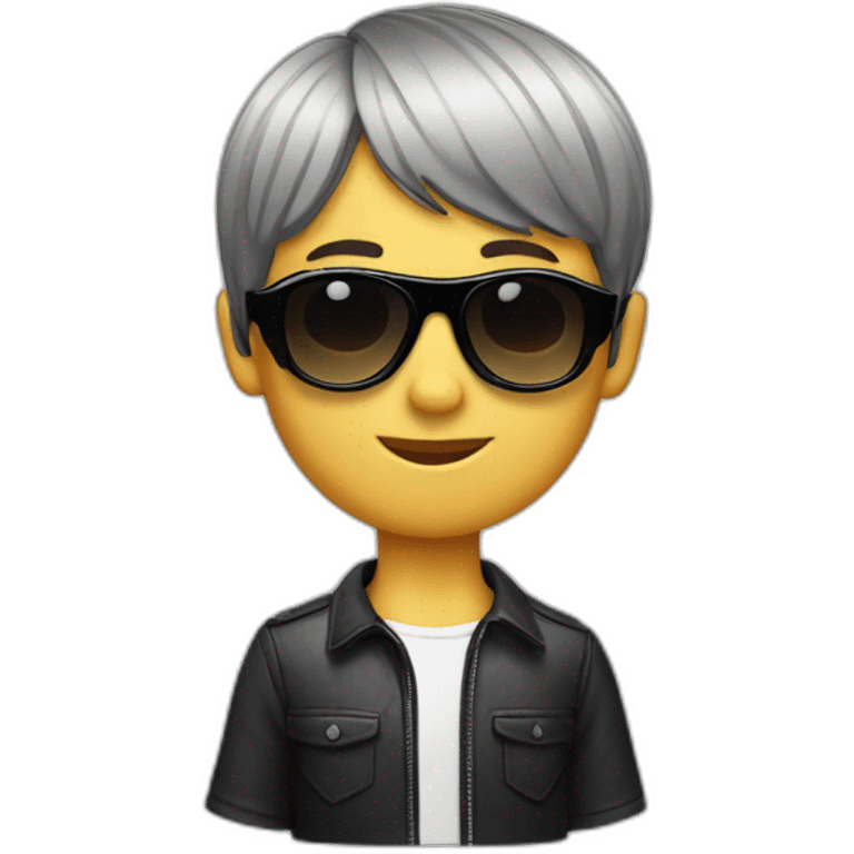 boy with Center Parting Bowl Cut hair wearing cool sunglasses emoji