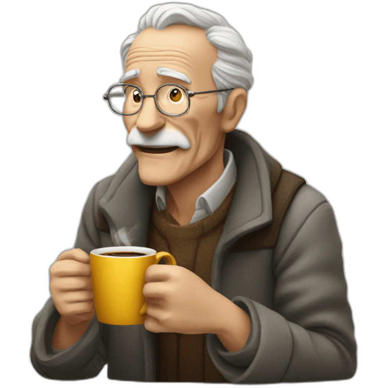 Old man dinking cofee emoji