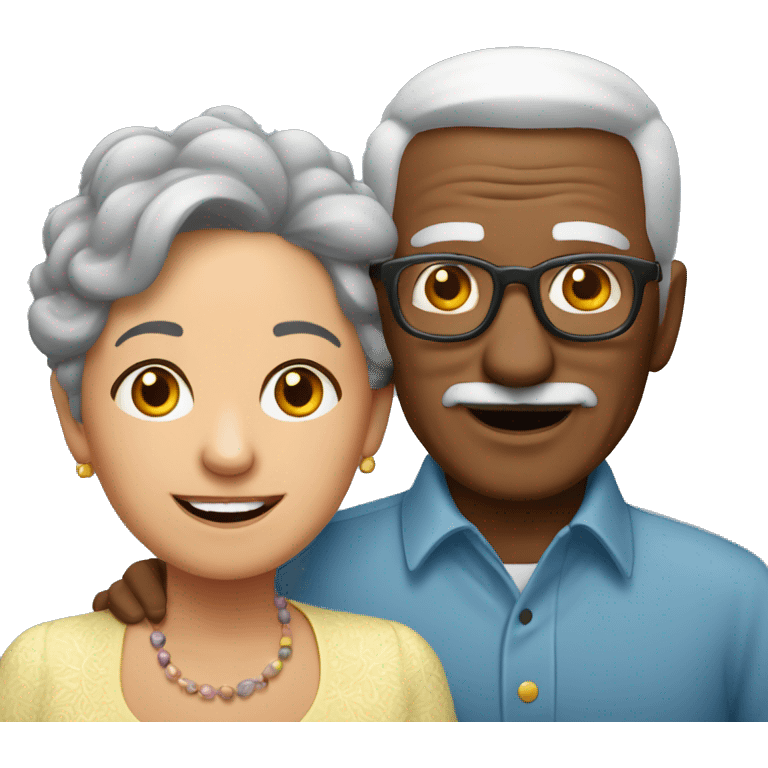 abuelo y abuela cabello negro  emoji