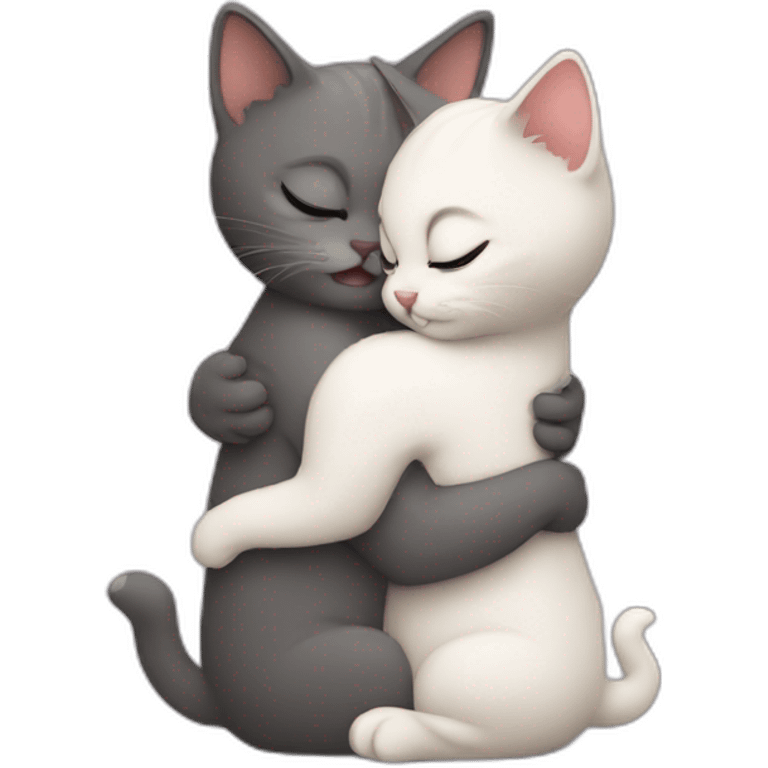 Two little kitty hug each other  emoji