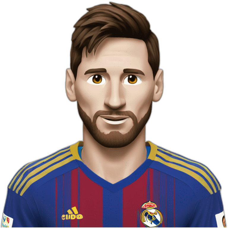 Lionel Messi with a Real Madrid jersey emoji