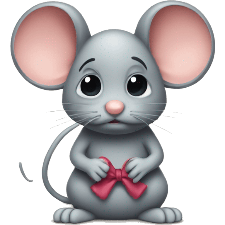 Sad mouse with a bow emoji