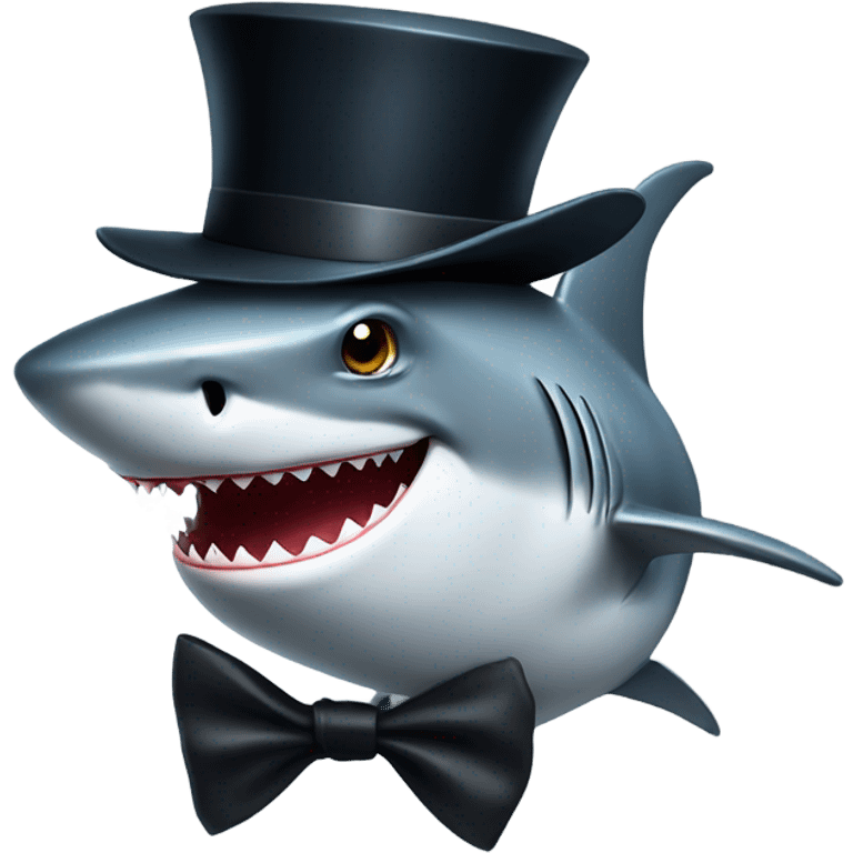 Shark with a top hat emoji