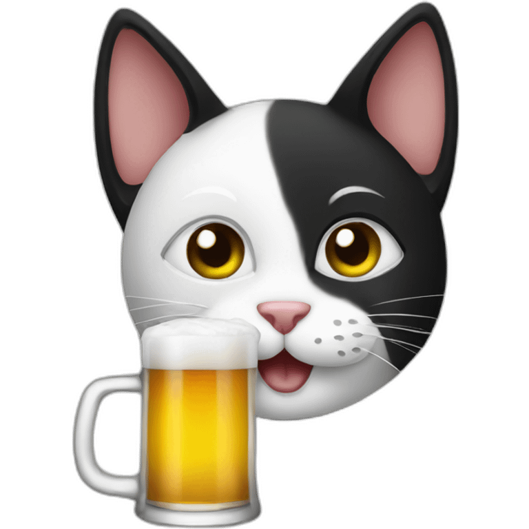 black white cat drinking beer emoji