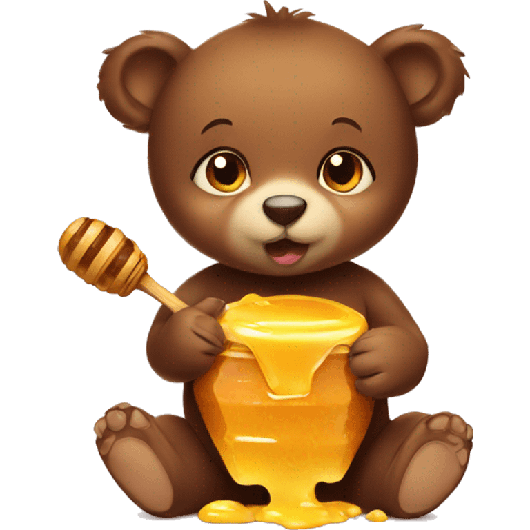 Baby bear eating honey emoji