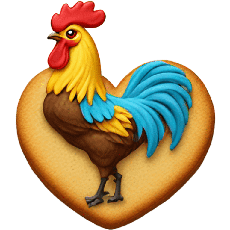 cookie heart with rooster emoji