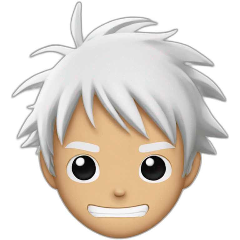 monkey d luffy with white hair and eyebrow, sitting, emoji