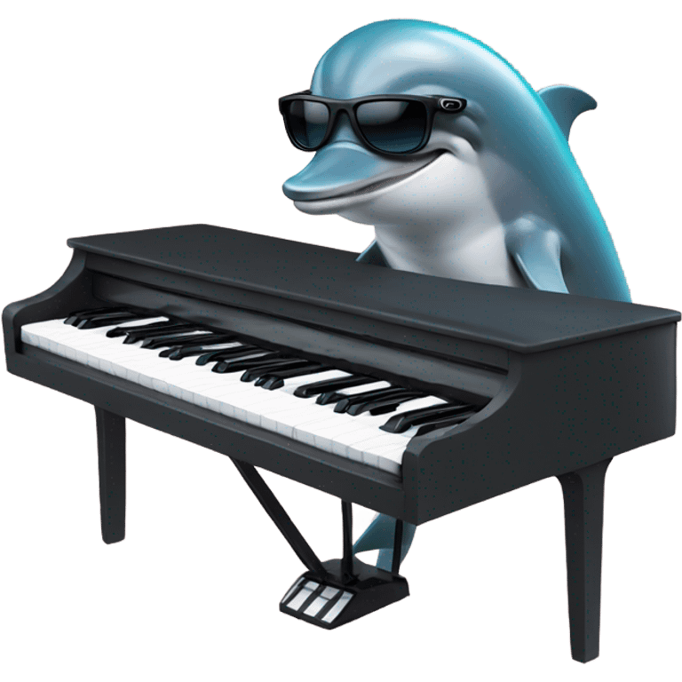 Dolphin with sunglasses playing the keyboard  emoji