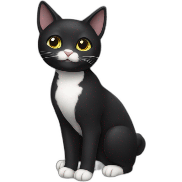 black cat with white neck emoji