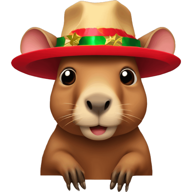 Capibara con sombrero de navidad emoji