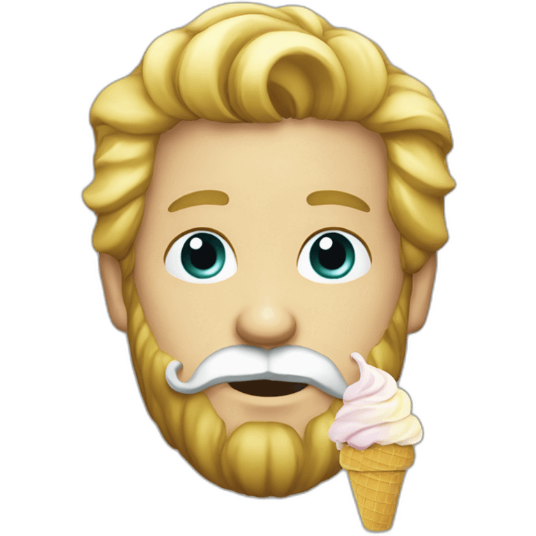 Blond man bearded smoking ice-cream emoji