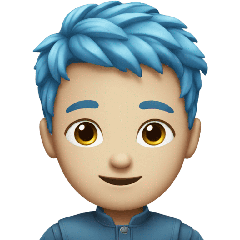 Little boy with blue eyes and blue hair emoji