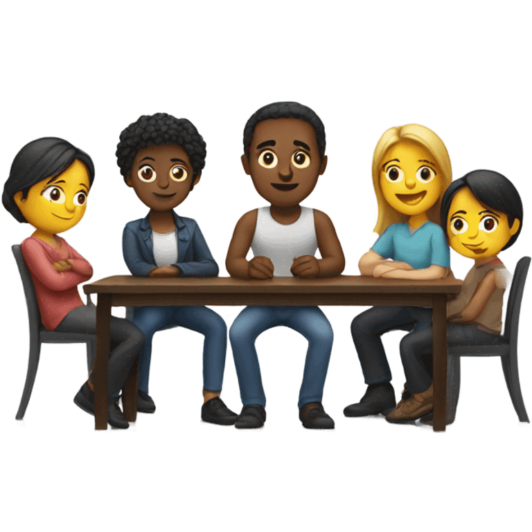 6 people sitting either side of a table emoji