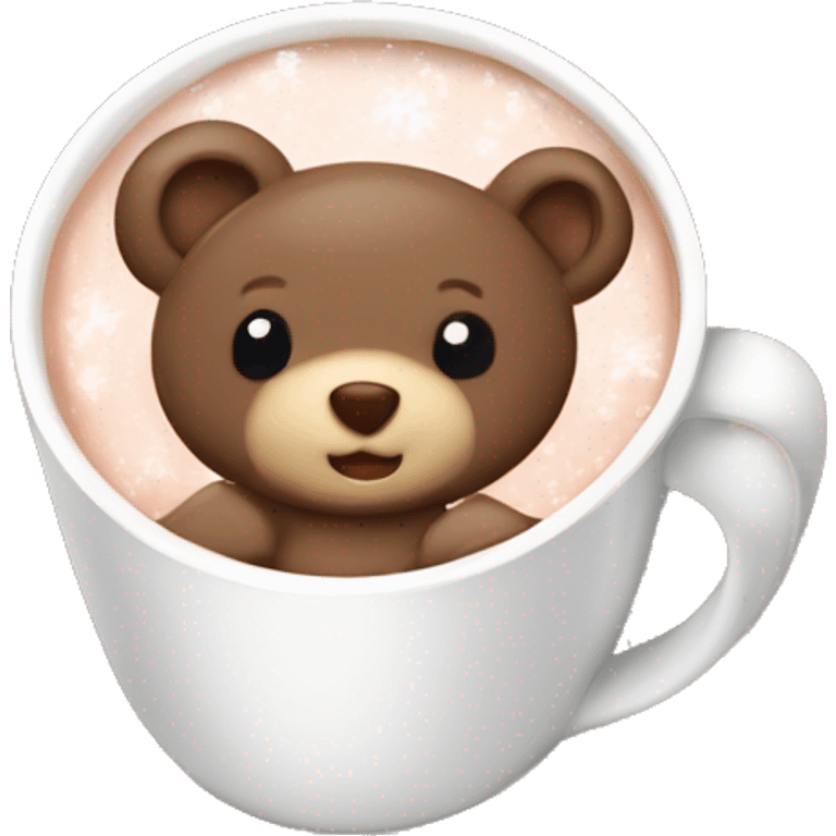 Baby bear inside of a cup of hot cocoa ￼ emoji