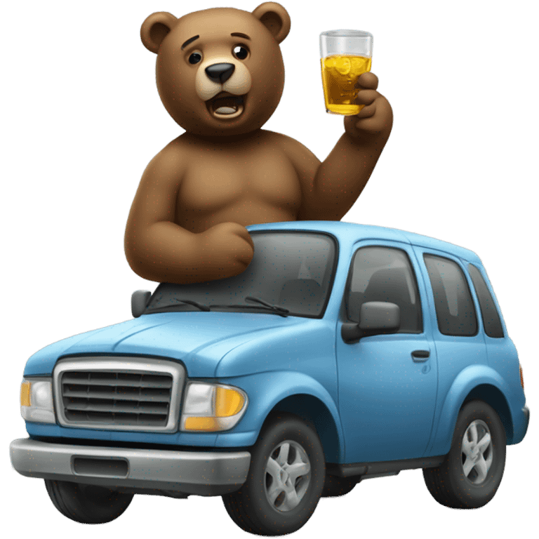 Drunk car bear emoji