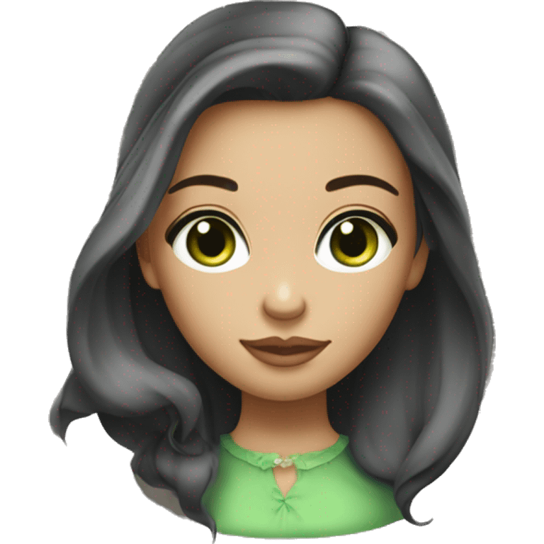 Belle fille cheveux noir et yeux vert emoji