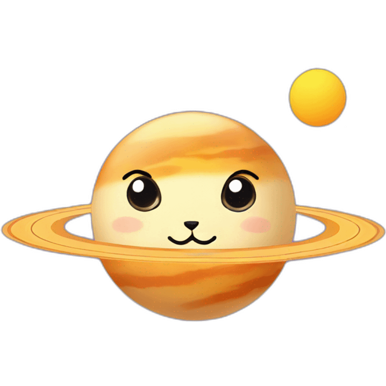 planet Saturn with a cartoon thinking cat face emoji