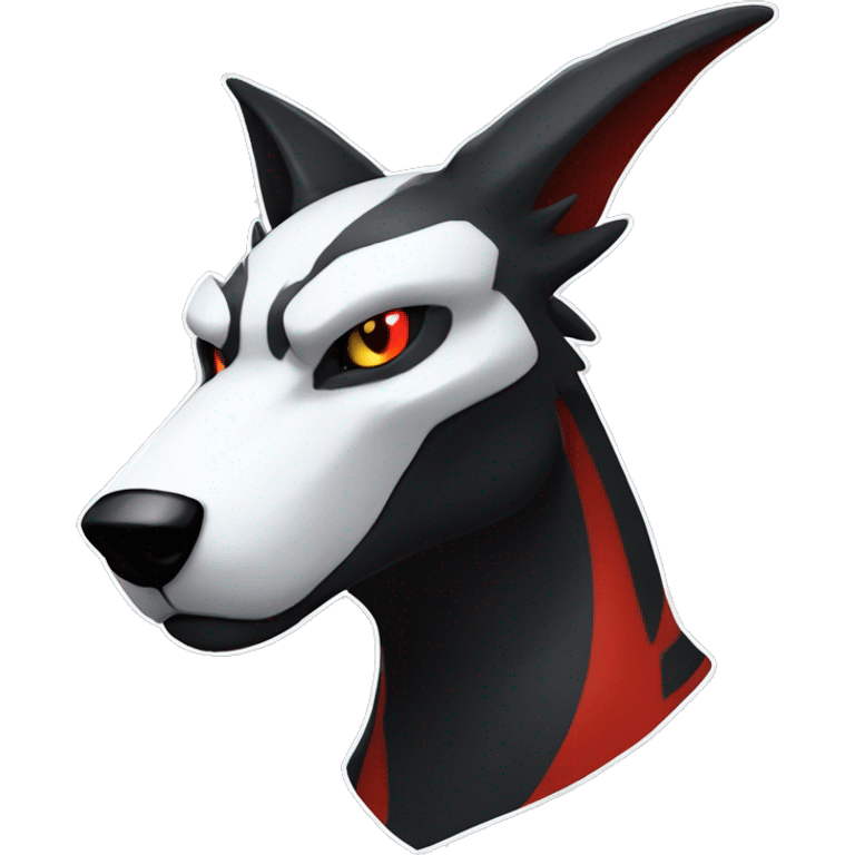 Black Cool Edgy Sergal-Houndoom-Fakémon  with White and Red Edgy markings emoji