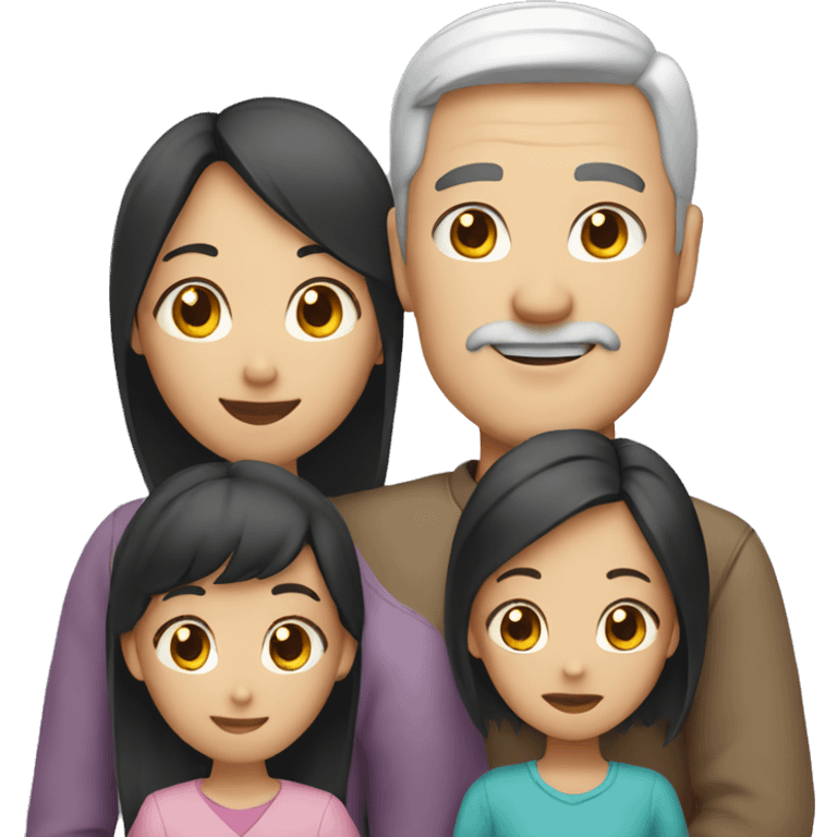 family 2 white dads and 2 asian daughters emoji