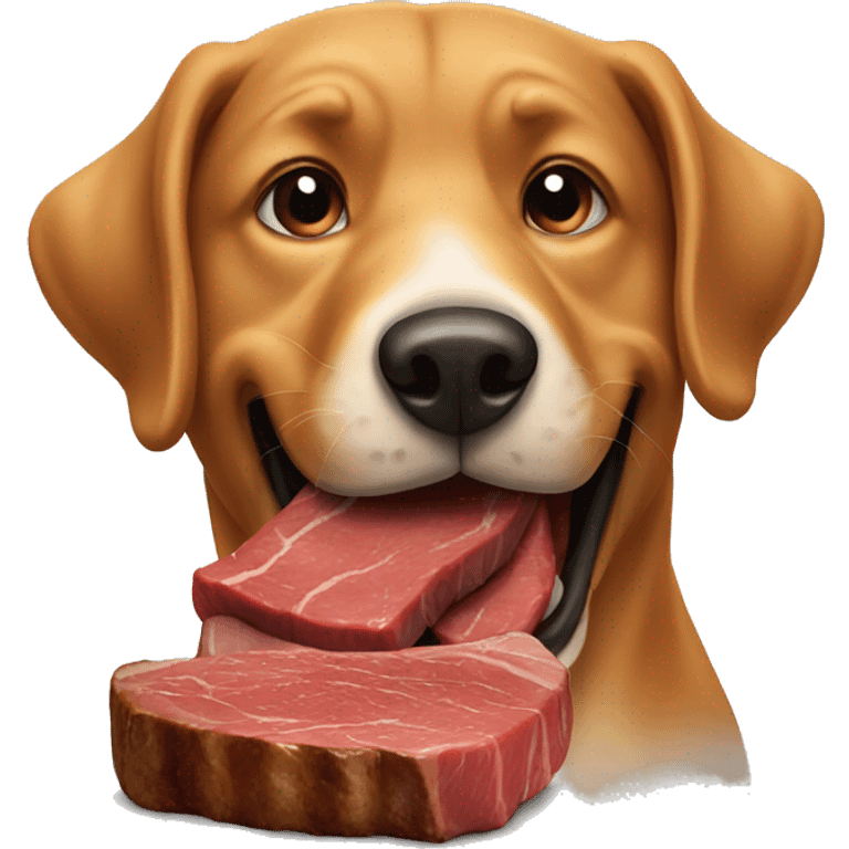 dog eating steak emoji