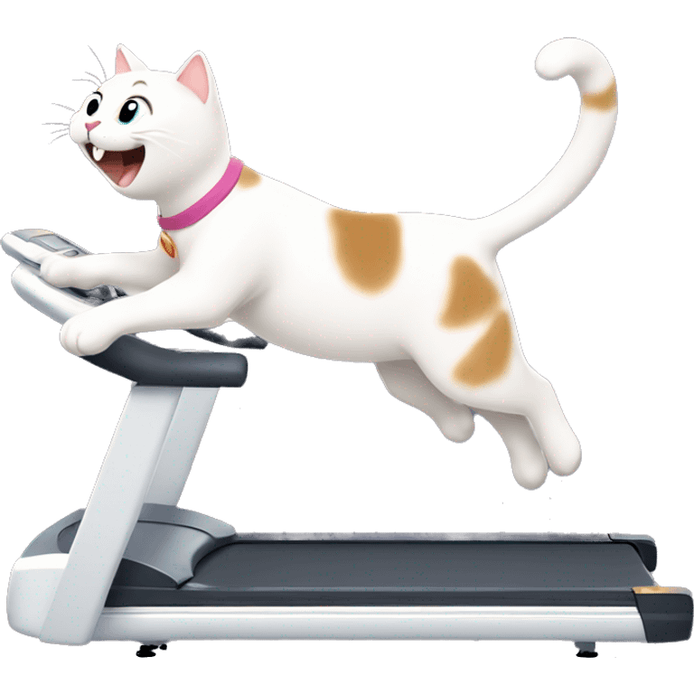 Happy cat running on treadmill emoji