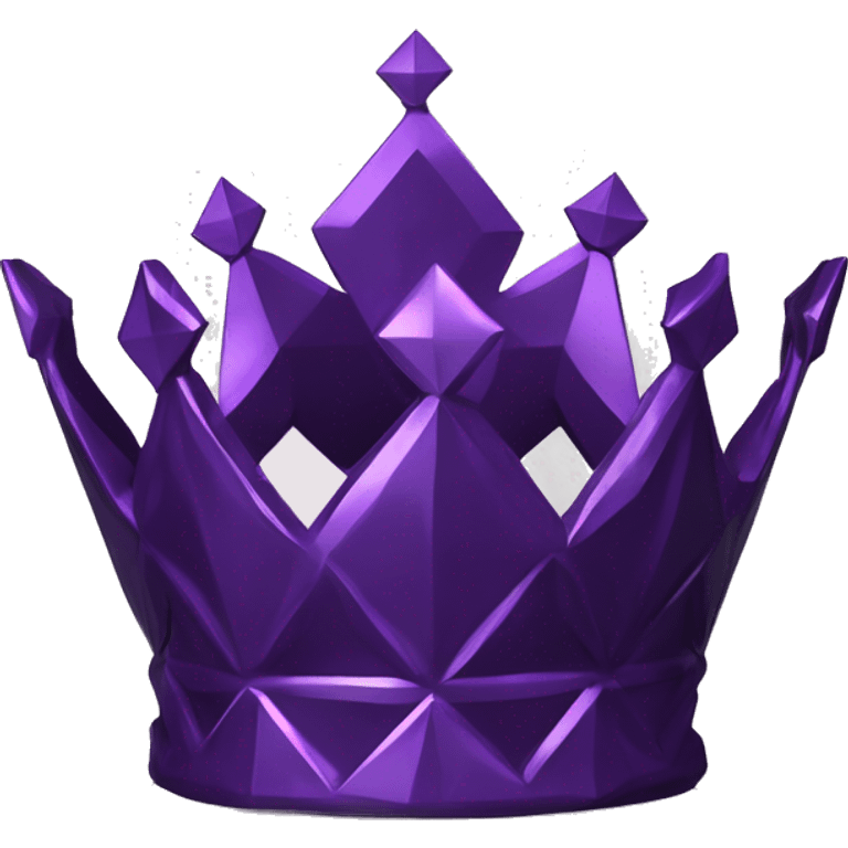 sculpture crown with a geometric faceted design. The crown is sparkling and standing upright on a base with angular and baroque features. The vibrant midtone subtlety of dark purples highlights the sharp edges and planes.  emoji