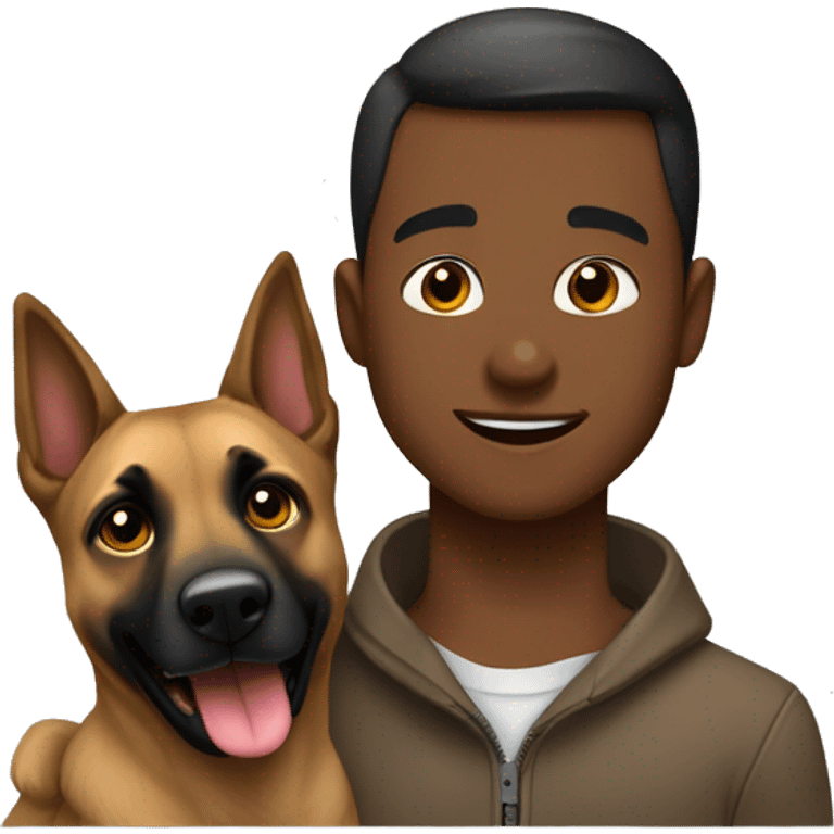 garçon calin a un malinois emoji