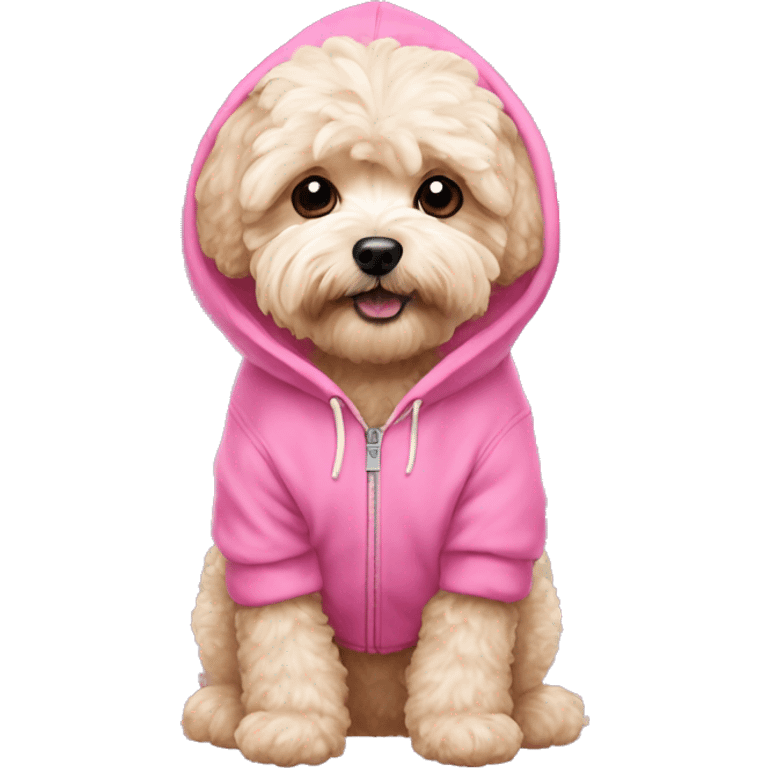 Maltipoo in a pink hoodie emoji