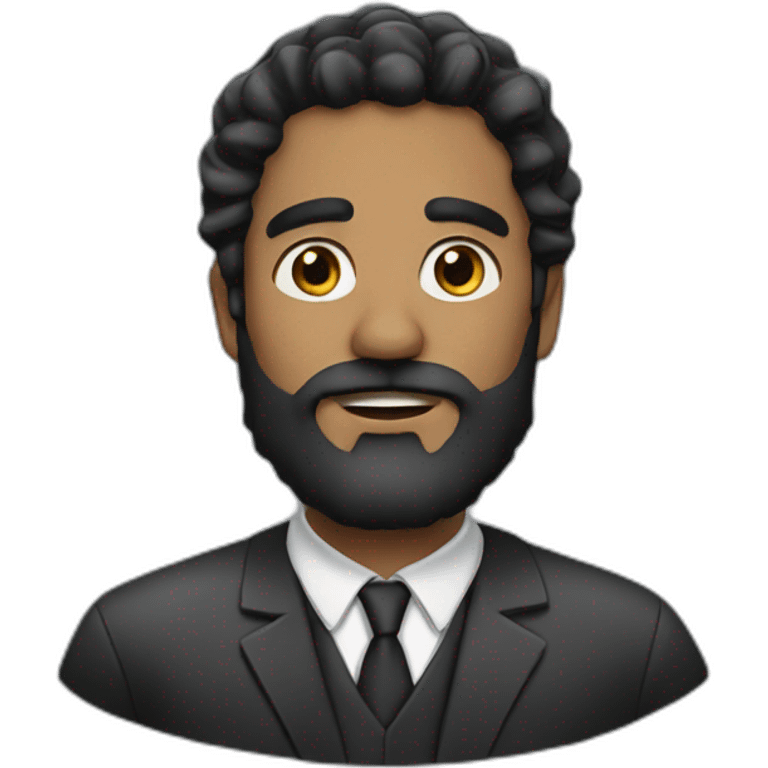 Lawyer black hair beard emoji